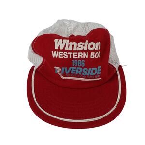 NASCAR Vintage Winston Western 500 Riverside 1986 Trucker Snapback Hat Cap USA